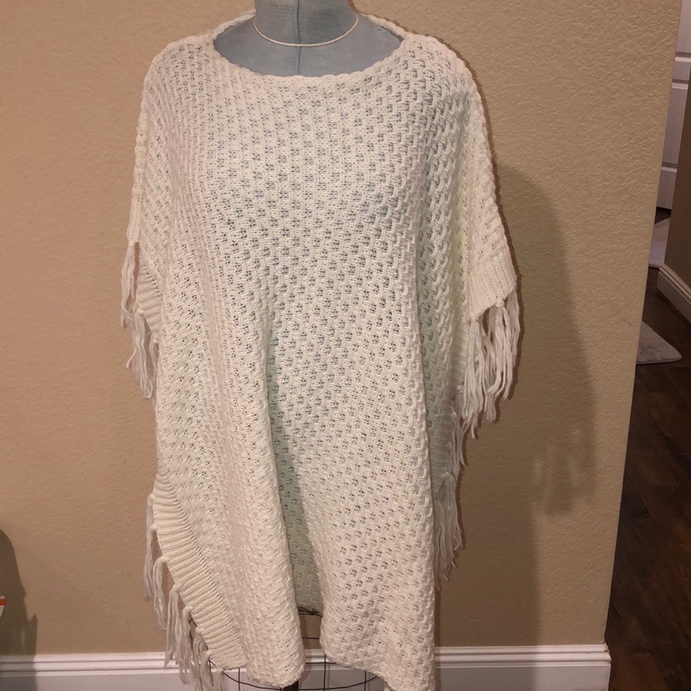 Ivory poncho sweater